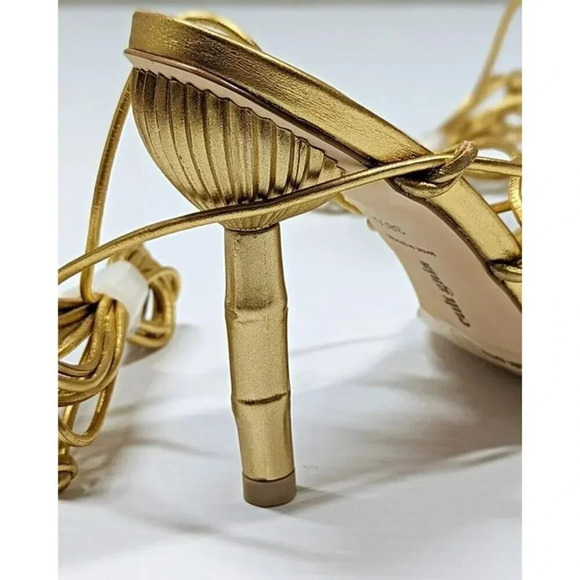 Cult Gaia Women's Soleil Lace Up High Heel Sandals Gold Size 38.5 EU (MSRP $388) - Picture 7 of 12